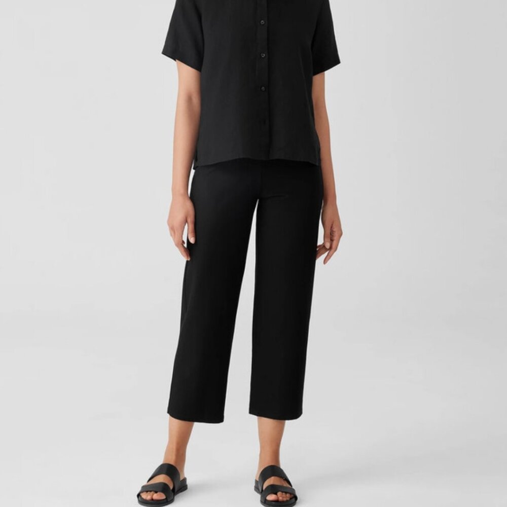 EILEEN FISHER Washable Stretch Crepe Straight Pants Cropped Women's Medium Black